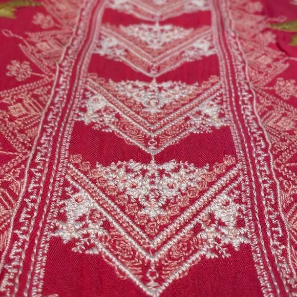 Embroidered pink top size small, soft medium weight 3/4 sleeve. - Picture 2 of 6